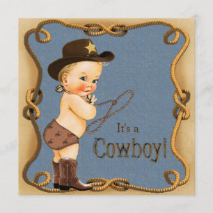 Invitation Baby Shower "Petit cow-boy adorable"