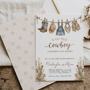 Invitation Baby Shower Petit Cow-Boy Rustique Rodeo Occidenta