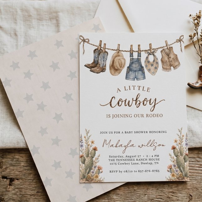 Invitation Baby Shower Petit Cow-Boy Rustique Rodeo Occidenta (Créateur téléchargé)