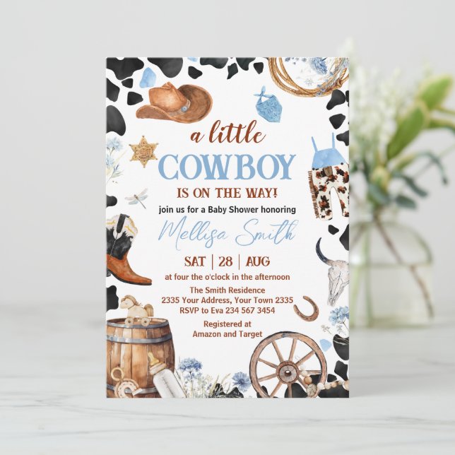 Invitation Baby-Shower Petit Cowboy (Debout devant)