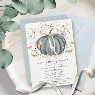 Invitation Baby shower petit Fleur sauvage Citrouille Blue Bo