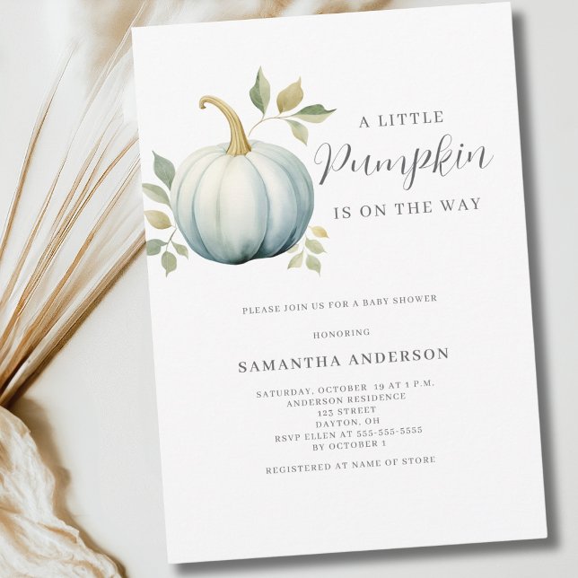 Invitation Baby Shower Petit Garçon Citrouille Bleue (Créateur téléchargé)