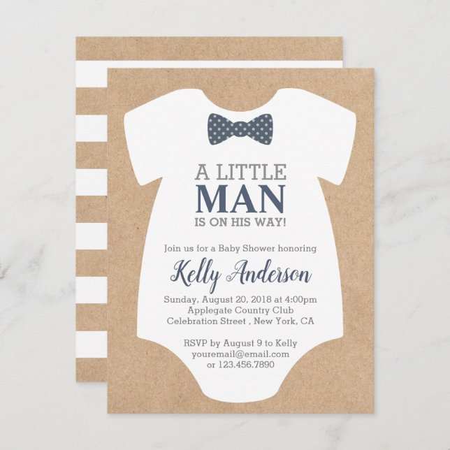 Invitation Baby shower petit homme garçon - Carte  (Devant / Derrière)