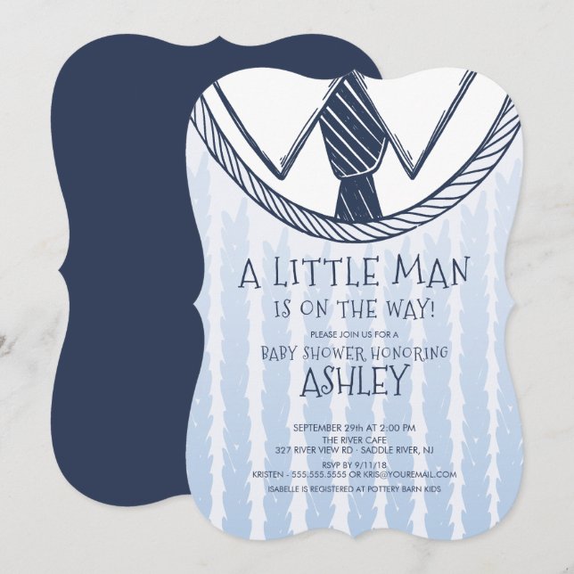 Invitation Baby shower petit homme mignon (Devant / Derrière)