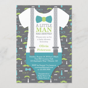 Invitation Baby shower Petit Homme, Turquoise, Ver