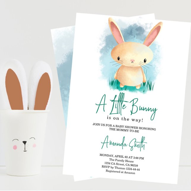 Invitation Baby shower Petit Lapin Mignon (Créateur téléchargé)