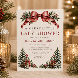 Invitation Baby Shower Petit Merry Arc Rouge