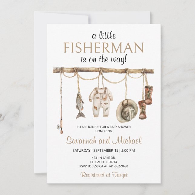 Invitation Baby Shower Petit Pêcheur (Devant)