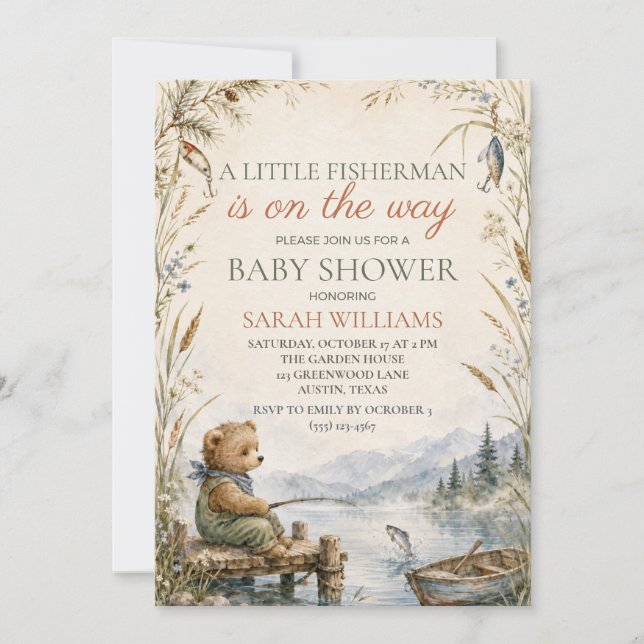 Invitation Baby Shower Petit Pêcheur (Devant)