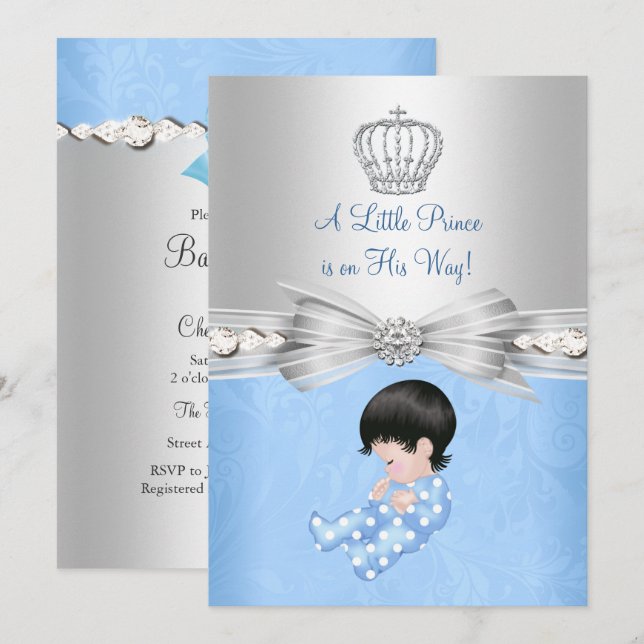 Invitation Baby Shower Petit Prince Bleu (Devant / Derrière)