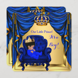 Invitation Baby shower Petit Prince Royal Blue Gold