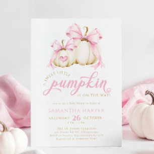 Invitation Baby Shower Petite Citrouille à Ruban Rose