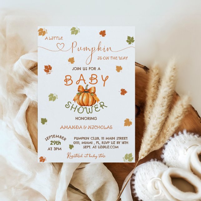 Invitation Baby Shower Petite Citrouille Automne  (Créateur téléchargé)