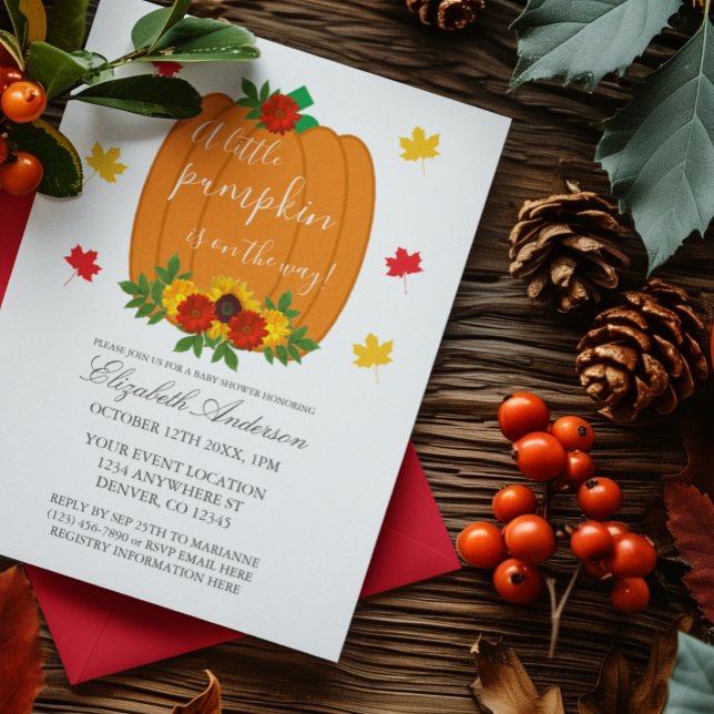 Invitation Baby Shower Petite Citrouille d'Automne (Créateur téléchargé)