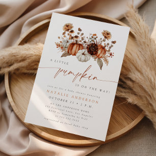 Invitation Baby Shower Petite Citrouille Fleurie d'Automne