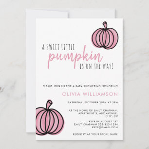 Invitation Baby shower petite citrouille rose pour bébé fille