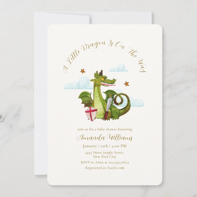 Invitation Baby Shower Petite Étoile Nuageuse de Dragonnet My (Devant)
