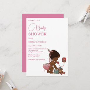 Invitation baby shower "Petite fille ethnique qui appelle"