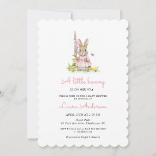 Invitation Baby Shower Petite Lapine Rose