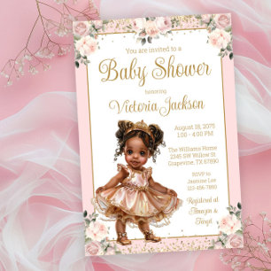 Invitation Baby Shower Petite Princesse Or Rose