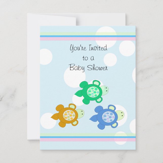 Invitation Baby Shower Petits Tortues (Devant)