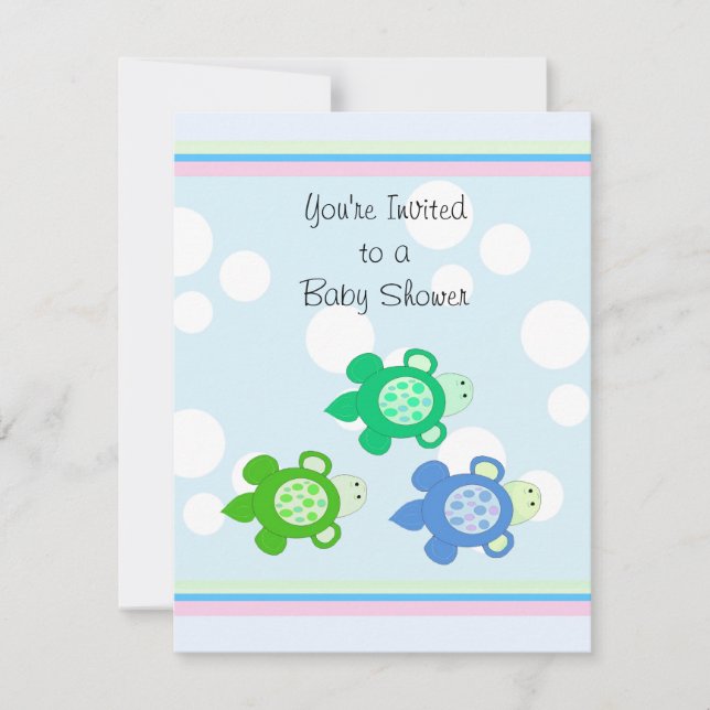 Invitation Baby Shower Petits Tortues (Devant)