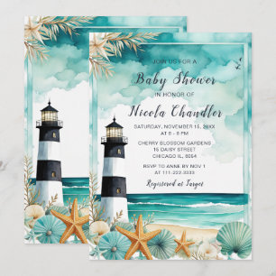 Invitation Baby shower phare nautique