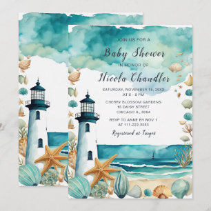 Invitation Baby shower phare nautique