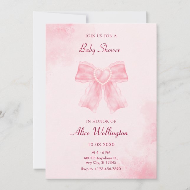 Invitation Baby shower photo arc-en-ciel rose doux (Devant)
