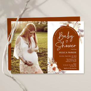 Invitation Baby shower photo Boho Terracotta
