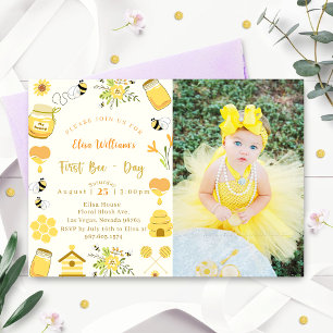 Invitation Baby shower photo d'abeilles du premier jour