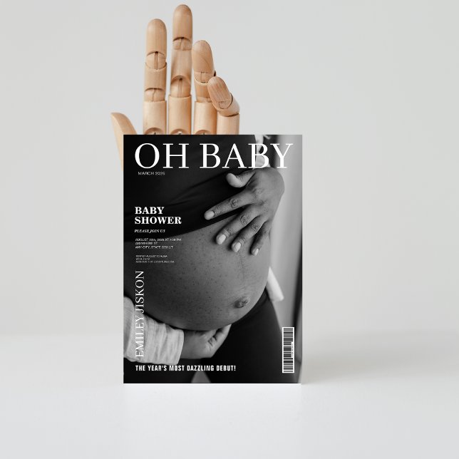 Invitation Baby shower photo de couverture du magazine noir e (Créateur téléchargé)