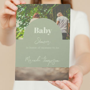 Invitation Baby shower photo de famille tropicale moderne ver