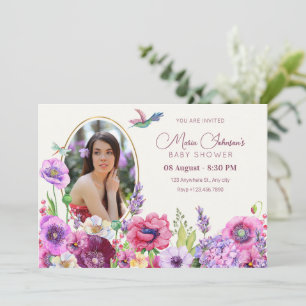 Invitation Baby shower photo de fleurs