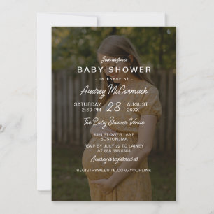 Invitation Baby shower photo de Grossesse de couverture blanc