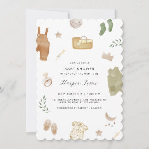 Invitation Baby shower photo de vêtements neutres pour les fe