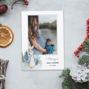 Invitation Baby shower photo d'hiver Peter Rabbit