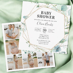 Invitation Baby shower photo Eucalyptus Rustic