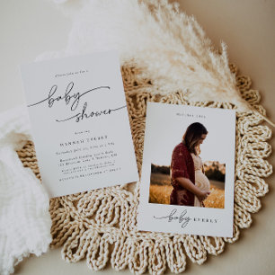 Invitation Baby shower photo minimaliste élégant