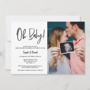 Invitation Baby shower photo minimaliste moderne Couple