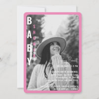 Baby shower photo moderne rose arrondi B/W