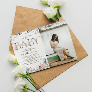 Invitation Baby shower photo "Oh Baby" sous la mer