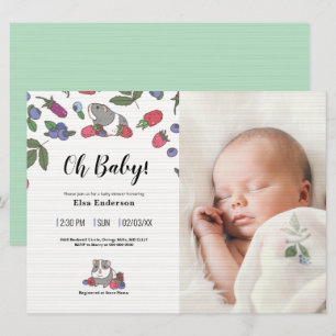 Invitation Baby shower photo personnalisé de cerises et de po