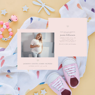 Invitation Baby shower photo rose minime chic