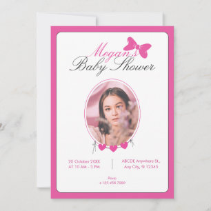 Invitation Baby shower photo ruban arc rose