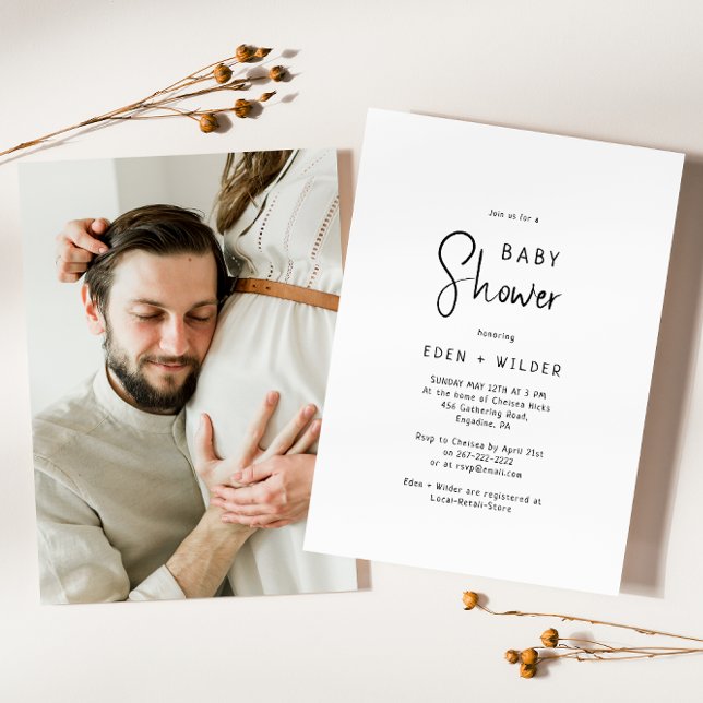Invitation Baby shower photo simple et moderne Neutral Couple (Créateur téléchargé)