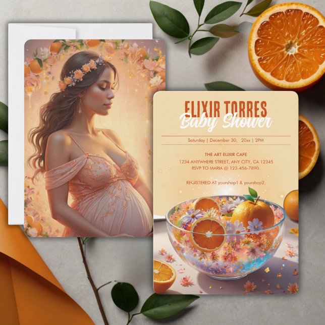 Invitation Baby shower photo Whimsical Orange (Créateur téléchargé)