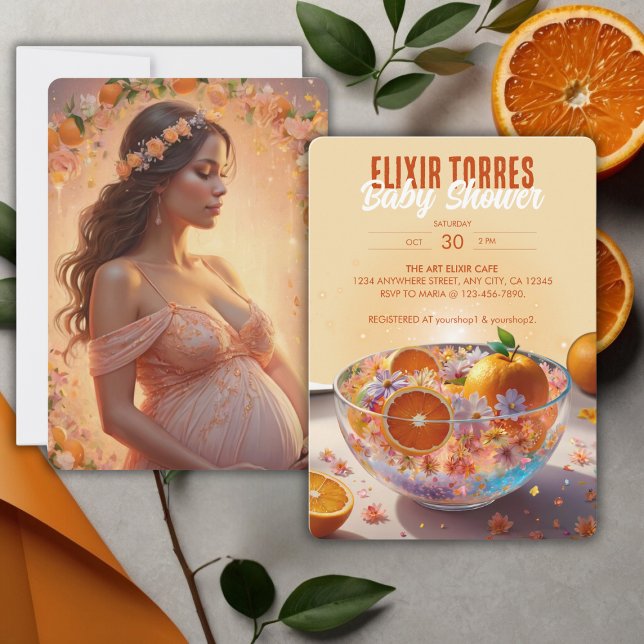 Invitation Baby shower photo Whimsical Orange (Créateur téléchargé)
