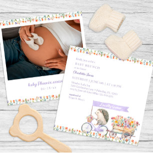 Invitation Baby shower photo Whimsical Spring Meadow Hedgehog