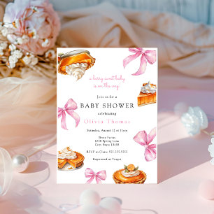 Invitation Baby shower Pie Pink Bow